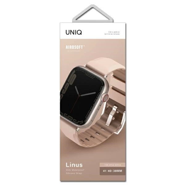 Apple Watch Series 4/5/6/7/8/SE/SE2 38/40/41 mm Uniq Linus Airosoft silikoninis dirželis – rožinis / blush pink 2