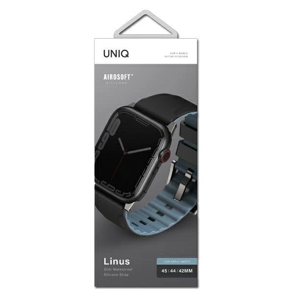 Apple Watch Series 4/5/6/7/8/SE/SE2/Ultra 42/44/45 mm Uniq Linus Airosoft silikoninis dirželis – juodas / midnight black 2 Apple Watch Series 4/5/6/7/8/SE/SE2/Ultra 42/44/45 mm Uniq Linus Airosoft silikoninis dirželis – juodas / midnight black 2