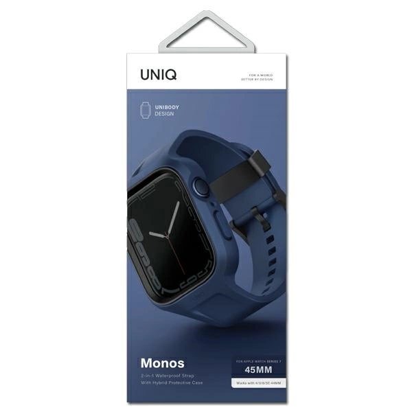 Apple Watch 45/44 mm Uniq Monos 2in1 rinkinys (dirželis + dėklas) – mėlynas 4 Apple Watch 45/44 mm Uniq Monos 2in1 rinkinys (dirželis + dėklas) – mėlynas 4