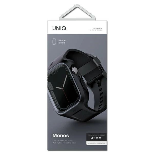 Apple Watch 45/44 mm Uniq Monos 2in1 rinkinys (dirželis + dėklas) – juodas 3
