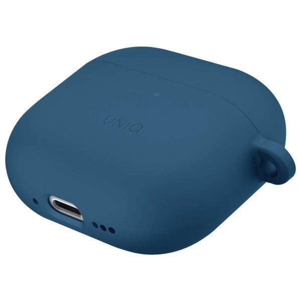 AirPods 4 Uniq Nexo su silikoniniais kabliukais dėklas – mėlynas 3