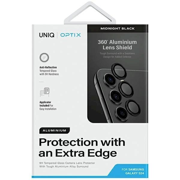 Uniq Optix Aluminum Camera Lens Protector Samsung Galaxy S24 camera lensapplicator - Juodas 1 Uniq Optix Aluminum Camera Lens Protector Samsung Galaxy S24 camera lensapplicator - Juodas 1