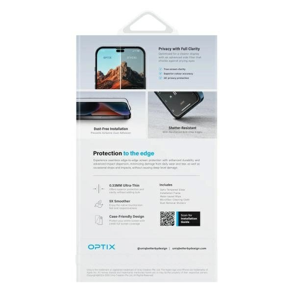 iPhone 16 Uniq Optix privatumo grūdintas stiklas su aplikatoriumi 2 iPhone 16 Uniq Optix privatumo grūdintas stiklas su aplikatoriumi 2