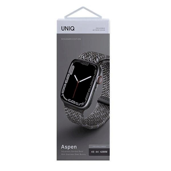 Uniq strap Aspen Apple Watch 44/42 / 45mm Series 4/5/6/7/8 /9/ SE / SE2 Braided DE pilkos spalvos / pebble pilkos spalvos 3 Uniq strap Aspen Apple Watch 44/42 / 45mm Series 4/5/6/7/8 /9/ SE / SE2 Braided DE pilkos spalvos / pebble pilkos spalvos 3