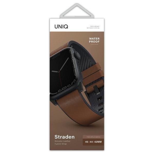 Uniq Strap Straden Apple Watch Series 1/2/3/4/5/6/7/8/9/SE/SE2/Ultra 42/44/45/49mm. Leather Hybrid Strap brown/brown 2
