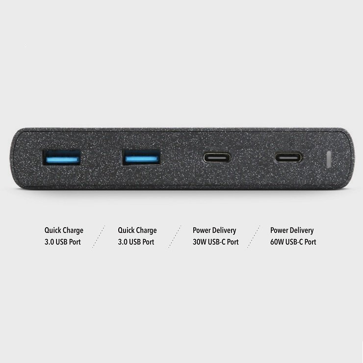 Adapteris UNIQ HUB Surge 90W Juodas 2xUSB Quick Charge 3.0 + 2xUSB-C PD 3.0 1 Adapteris UNIQ HUB Surge 90W Juodas 2xUSB Quick Charge 3.0 + 2xUSB-C PD 3.0 1