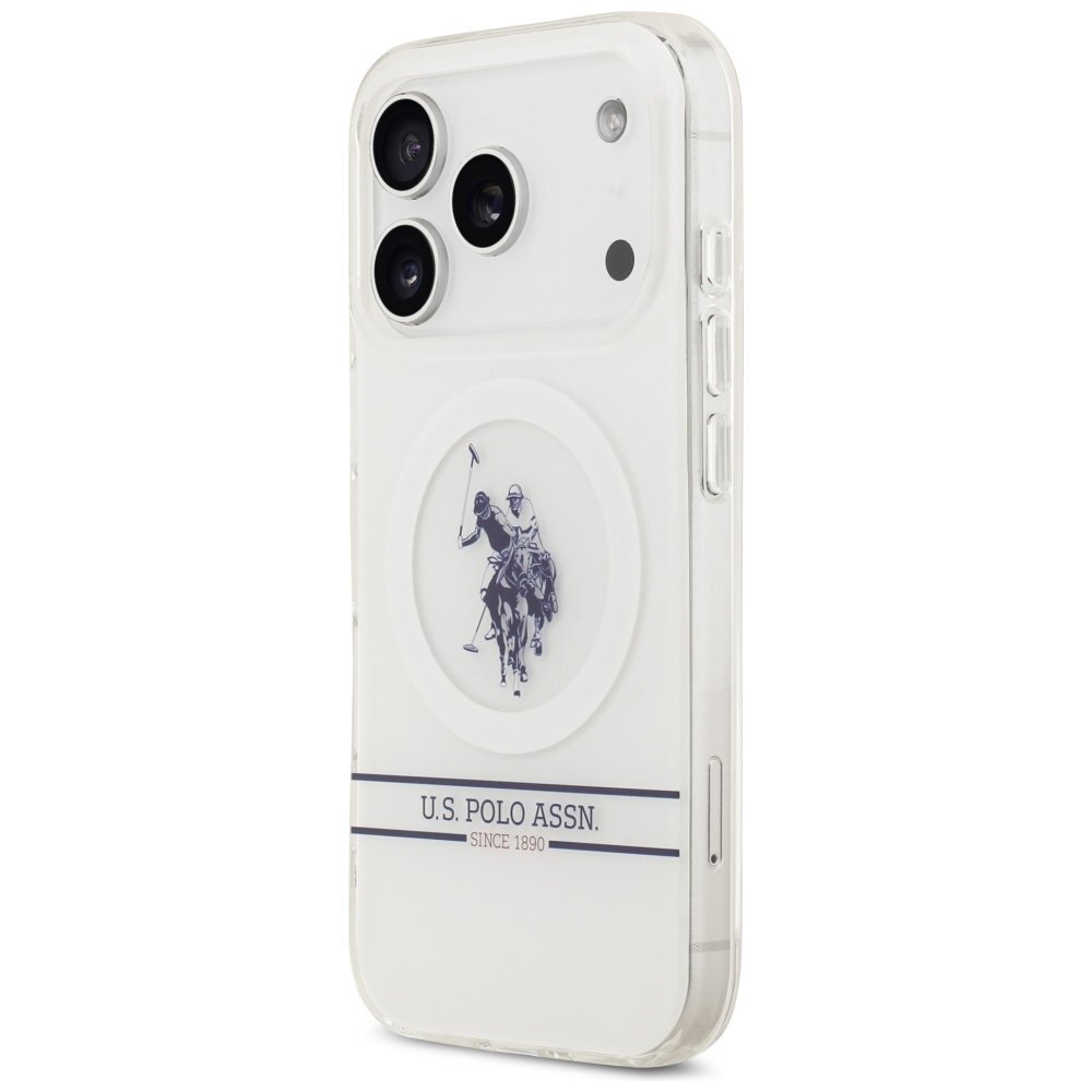 iPhone 17 Pro US Polo DH and Bottom Stripe Logo MagSafe dėklas – baltas 1 iPhone 17 Pro US Polo DH and Bottom Stripe Logo MagSafe dėklas – baltas 1