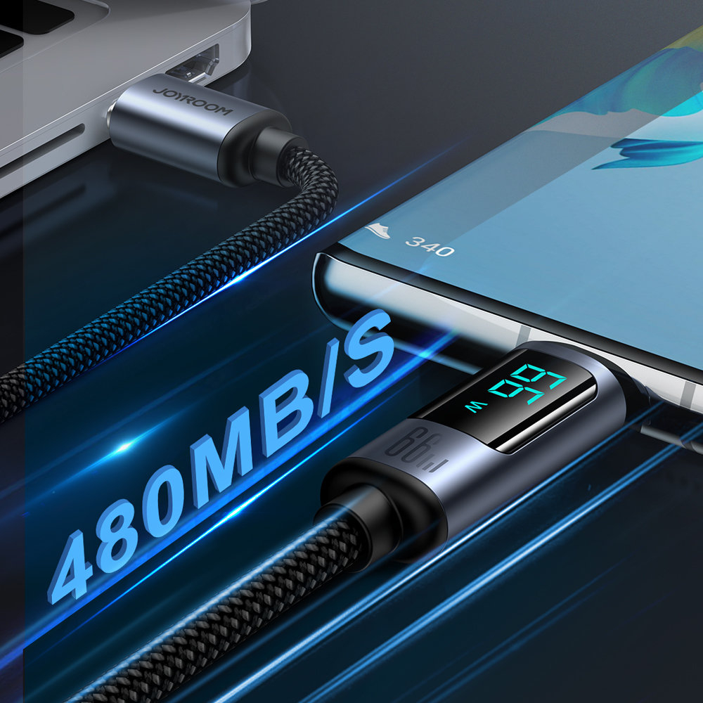 USB C - USB A cable 66W 1.2m with LED display Joyroom S-AC066A16 - Juodas 3 USB C - USB A cable 66W 1.2m with LED display Joyroom S-AC066A16 - Juodas 3
