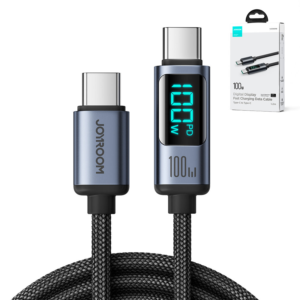 USB C - USB C cable 100W 1.2m with LED display Joyroom S-CC100A16 - black 13 USB C - USB C cable 100W 1.2m with LED display Joyroom S-CC100A16 - black 13