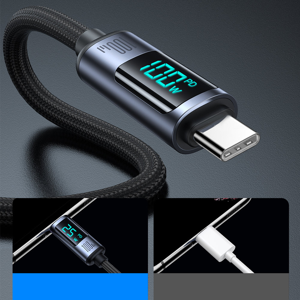 USB C - USB C cable 100W 1.2m with LED display Joyroom S-CC100A16 - black 4 USB C - USB C cable 100W 1.2m with LED display Joyroom S-CC100A16 - black 4