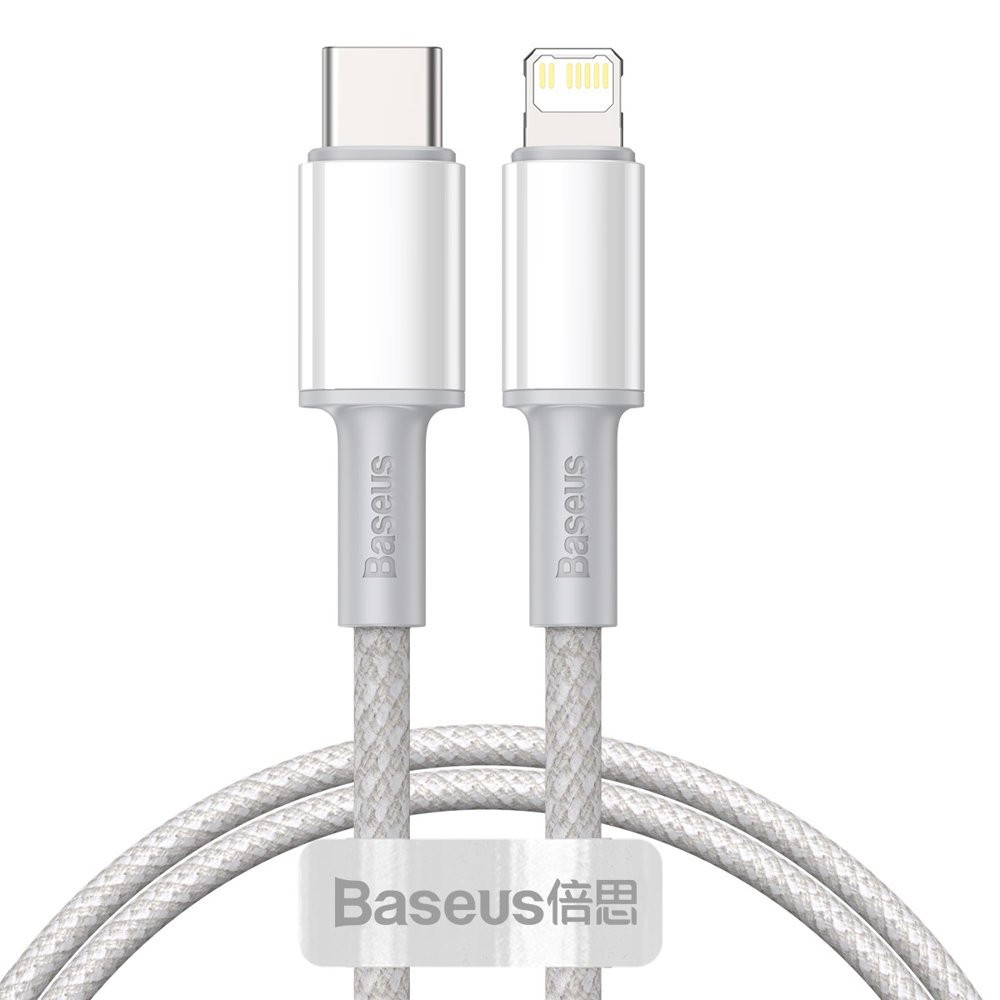 USB kabelis Baseus High Density Braided PD20W Type-C to Lightning 1.0m baltas CATLGD-02 USB kabelis Baseus High Density Braided PD20W Type-C to Lightning 1.0m baltas CATLGD-02