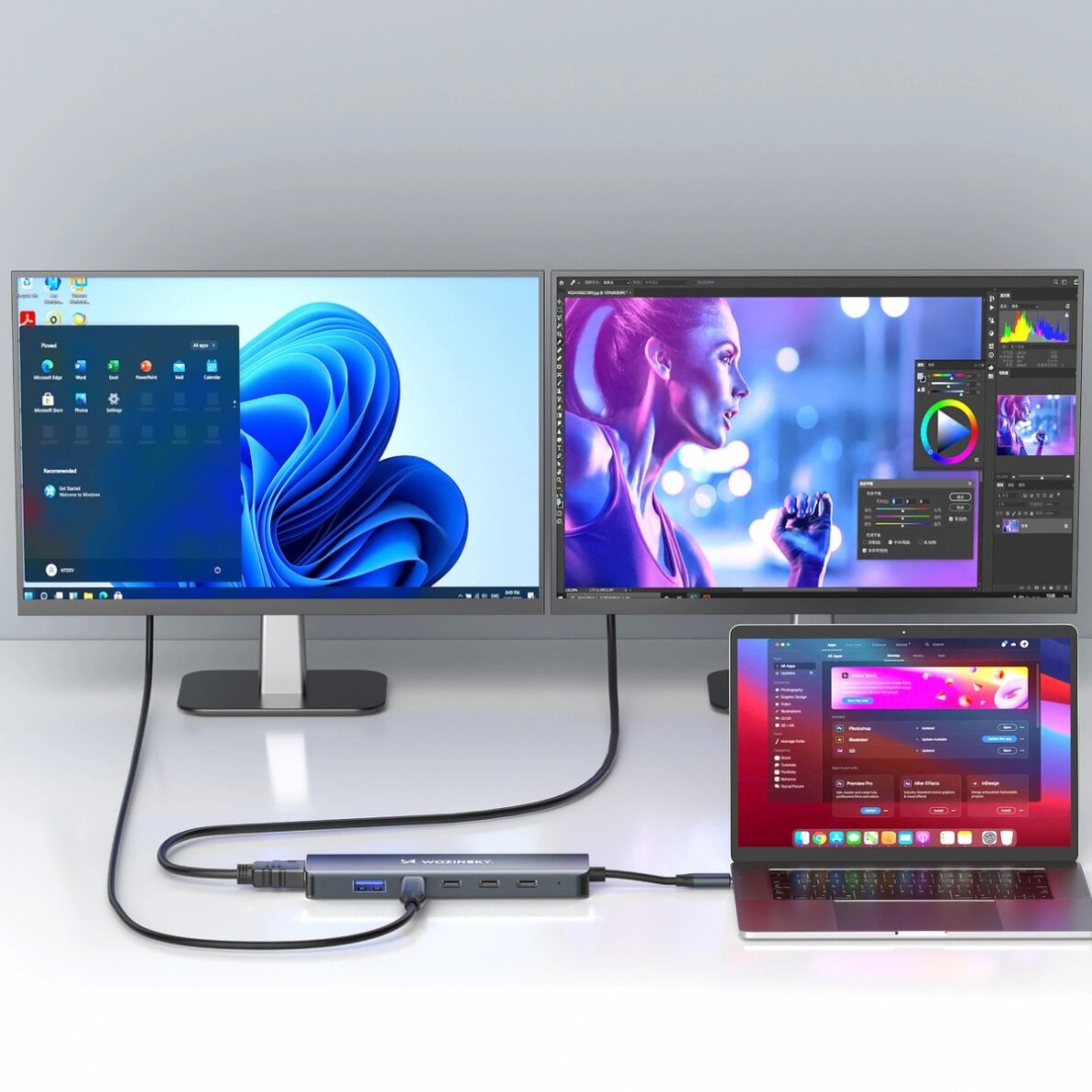 USB-C HUB Wozinsky WHBC10Y4S 6in1 daugiafunkcis, aliuminis, 25 cm laidas – pilkas 3 USB-C HUB Wozinsky WHBC10Y4S 6in1 daugiafunkcis, aliuminis, 25 cm laidas – pilkas 3