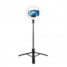 [Užsakomoji prekė] Usams - Selfie Stick (US-ZB241) - Portable Live Show LED Ring Light with Tripod, Bluetooth Remote Control, 168cm - Juodas