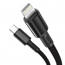 USB kabelis Baseus High Density Braided Fast Data PD 20W Type-C į Lightning 1.0m juodas CATLGD-01