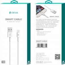 USB kabelis Devia Smart Lightning 2.0m baltas