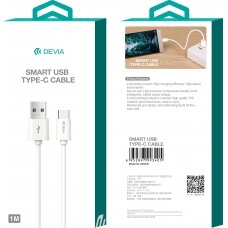 USB kabelis Devia Smart Type-C 1.0m baltas