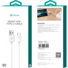 USB kabelis Devia Smart Type-C 2.0m baltas