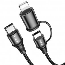USB kabelis Hoco X50 2-in-1 Exquisito Type-C į Type-C/Lightning 1.0m juodas