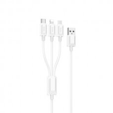 USB kabelis Hoco X74 3in1 microUSB-Lightning-Type-C 1.0m baltas