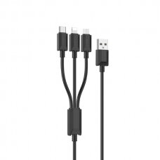 USB kabelis Hoco X74 3in1 microUSB-Lightning-Type-C 1.0m juodas  XPRW82
