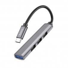USB šakotuvas Hoco HB26 4-in-1 adapter Type-C to 1xUSB3.0+3xUSB2.0 pilkas