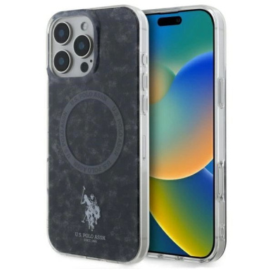 US Polo IML Ring MagSafe Dėklas iPhone 16 Pro Max - Juodas US Polo IML Ring MagSafe Dėklas iPhone 16 Pro Max - Juodas