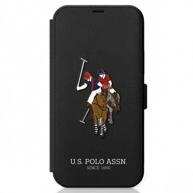 Originalus atverčiamas Us Polo dėklas Usflbkp12Mpugflbk Iphone 12/12 Pro juodas Polo Embroidery kolekcija 1