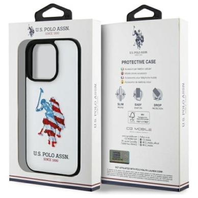 US Polo USHCP15XPUSH iPhone 15 Pro Max 6.7&quot; Baltas/Baltas Odinis Big DH American Flag 4