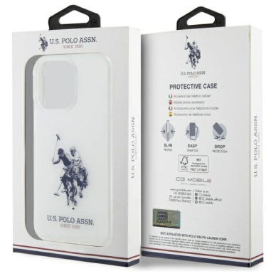 US Polo USHCP15XTPUHRBH iPhone 15 Pro Max 6.7&quot; Baltas Shiny Big Logo 7