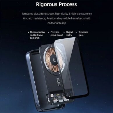 [Užsakomoji prekė] Usams - Power Bank PB67 (US-CD184) - Magnetic MagSafe 15W Fast Wireless Charging for iPhone, PD20W, QC3.0, 10000mAh - Tarnish 2