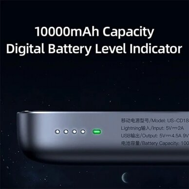 [Užsakomoji prekė] Usams - Power Bank PB67 (US-CD184) - Magnetic MagSafe 15W Fast Wireless Charging for iPhone, PD20W, QC3.0, 10000mAh - Tarnish 5