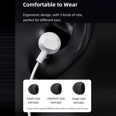 [Užsakomoji prekė] Usams - Wired Earphones EP-47 (US-SJ594) - Jack 3.5mm with Microphone, 1.2m - Juodos 2