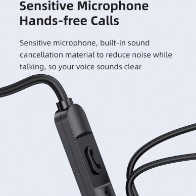 [Užsakomoji prekė] Usams - Wired Earphones EP-47 (US-SJ594) - Jack 3.5mm with Microphone, 1.2m - Juodos 3