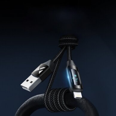 USB-A Cable - Lightning Wozinsky WUALC1 with LED Display 2.4A 1m - Black 1