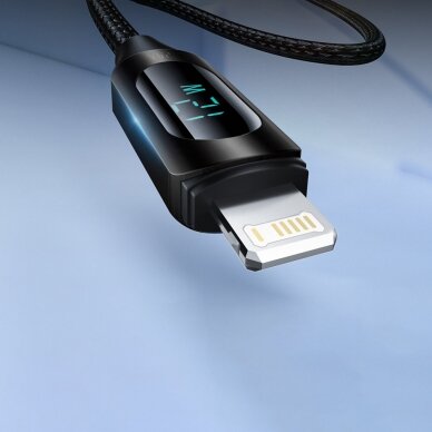 USB-A Cable - Lightning Wozinsky WUALC1 with LED Display 2.4A 1m - Black 2