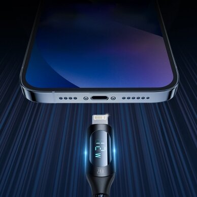 USB-A Cable - Lightning Wozinsky WUALC1 with LED Display 2.4A 1m - Black 3