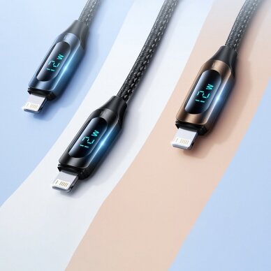 USB-A Cable - Lightning Wozinsky WUALC1 with LED Display 2.4A 1m - Black 4
