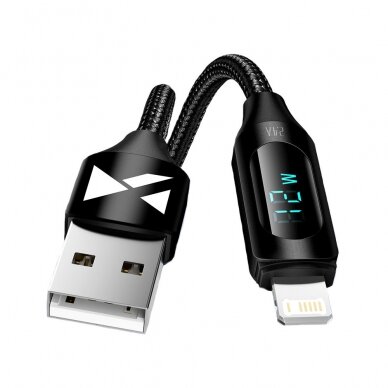 USB-A Cable - Lightning Wozinsky WUALC1 with LED Display 2.4A 1m - Black