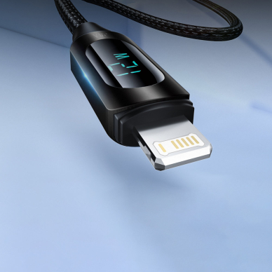USB-A Cable - Lightning Wozinsky WUALC2 with LED Display 2.4A 2m - Juodas 2 USB-A Cable - Lightning Wozinsky WUALC2 with LED Display 2.4A 2m - Juodas 2