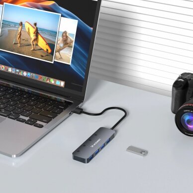 USB-A šakotuvas Wozinsky WHS080YSS 4x USB-A 3.0 su individualiais jungikliais, aliuminis, 30 cm laidas – pilkas 4 USB-A šakotuvas Wozinsky WHS080YSS 4x USB-A 3.0 su individualiais jungikliais, aliuminis, 30 cm laidas – pilkas 4