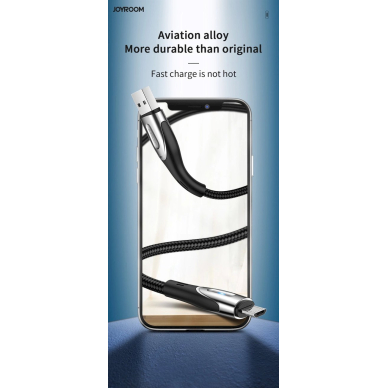 USB-A - micro USB Kabelis Joyroom S-M411 3A 1.2mcharging indicator - Juodas 8 USB-A - micro USB Kabelis Joyroom S-M411 3A 1.2mcharging indicator - Juodas 8