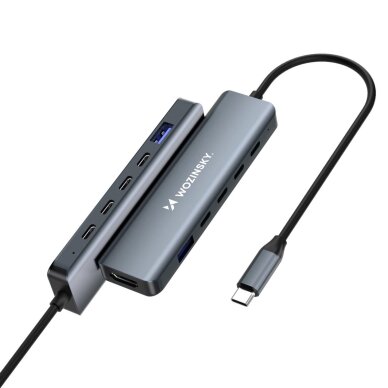 USB-C HUB Wozinsky WHBC10Y4S 6in1 daugiafunkcis, aliuminis, 25 cm laidas – pilkas 1 USB-C HUB Wozinsky WHBC10Y4S 6in1 daugiafunkcis, aliuminis, 25 cm laidas – pilkas 1