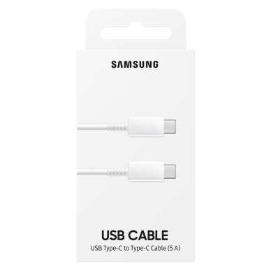 USB C cable 480Mbps 5A 1m Samsung EP-DN975BWEGWW - Baltas 3 USB C cable 480Mbps 5A 1m Samsung EP-DN975BWEGWW - Baltas 3