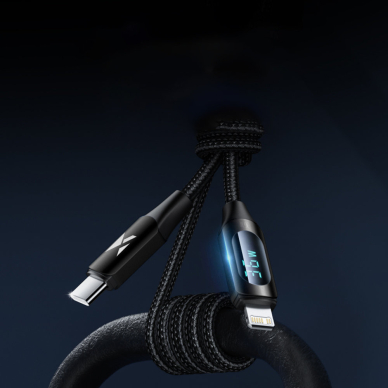 USB-C cable - Lightning Wozinsky WUCLC1 with LED display 36W 1m - Juodas 1 USB-C cable - Lightning Wozinsky WUCLC1 with LED display 36W 1m - Juodas 1