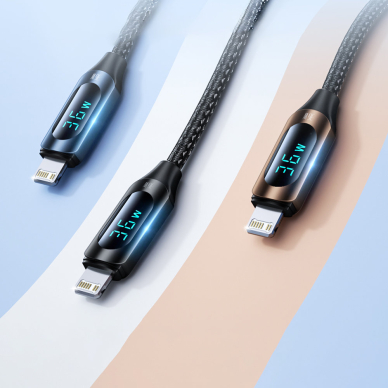 USB-C cable - Lightning Wozinsky WUCLC1 with LED display 36W 1m - Juodas 3 USB-C cable - Lightning Wozinsky WUCLC1 with LED display 36W 1m - Juodas 3
