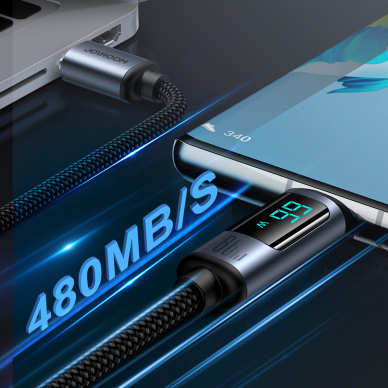 USB C - USB A cable 66W 1.2m with LED display Joyroom S-AC066A16 - Juodas 3 USB C - USB A cable 66W 1.2m with LED display Joyroom S-AC066A16 - Juodas 3