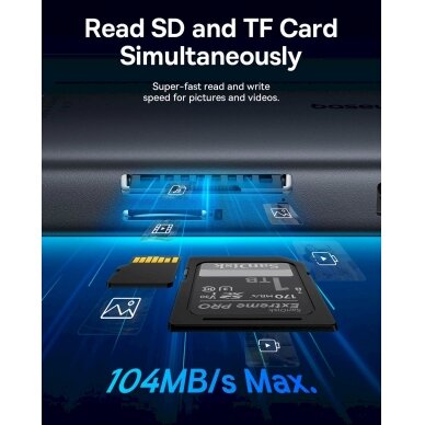 USB HUB 11in1 Baseus Metal Gleam Series II USB-A/USB-C PD/HDMI/DP/RJ45/SD/TF - Juodas 7 USB HUB 11in1 Baseus Metal Gleam Series II USB-A/USB-C PD/HDMI/DP/RJ45/SD/TF - Juodas 7