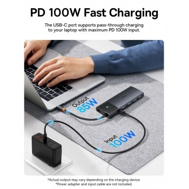 USB HUB 11in1 Baseus Metal Gleam Series II USB-A/USB-C PD/HDMI/DP/RJ45/SD/TF - Juodas 8 USB HUB 11in1 Baseus Metal Gleam Series II USB-A/USB-C PD/HDMI/DP/RJ45/SD/TF - Juodas 8