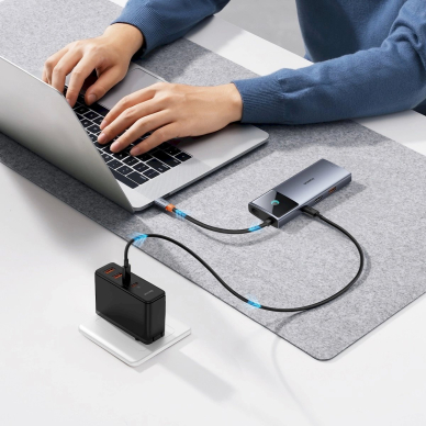 USB HUB 6in1 Baseus Metal Gleam Series II USB-A/USB-C/USB-C PD/HDMI/RJ45 - Juodas 10 USB HUB 6in1 Baseus Metal Gleam Series II USB-A/USB-C/USB-C PD/HDMI/RJ45 - Juodas 10