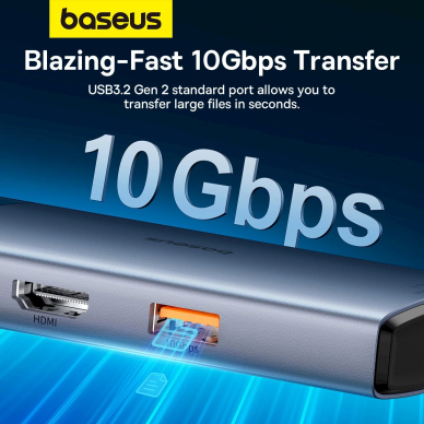 USB HUB 6in1 Baseus Metal Gleam Series II USB-A/USB-C/USB-C PD/HDMI/RJ45 - Juodas 14 USB HUB 6in1 Baseus Metal Gleam Series II USB-A/USB-C/USB-C PD/HDMI/RJ45 - Juodas 14